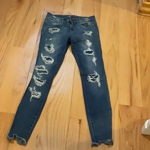 Tractr BLU skinny mid rise distressed jeans with material under rips size 24